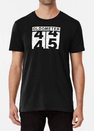 Чоловіча та жіноча футболка з принтом oldometer 45 день народження чорний