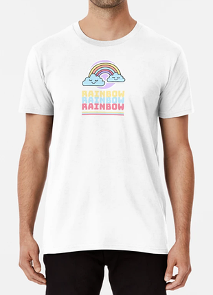 Мужская и женская футболка с принтом rainbow радуга белый m