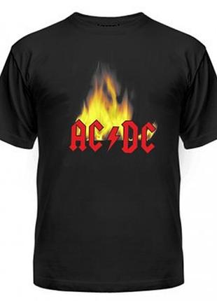 Футболка ac dc с огнем, с принтом, унисекс, хлопок