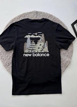 Мужская брендовая футболка new balance ню баланс черная 100% хлопок отличное качество dtf печать