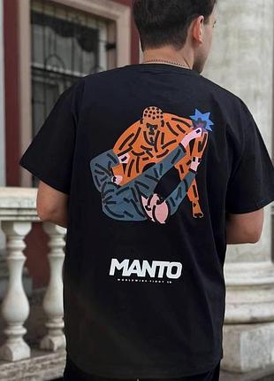 Мужская брендовая футболка manto манто черная очень хорошее качество 95% бавовна 5% полиэстер.