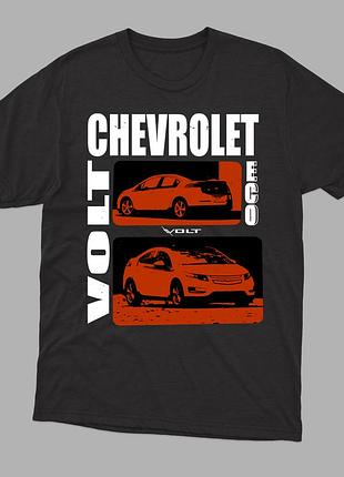 Мужская футболка с принтом авто chevrolet volt