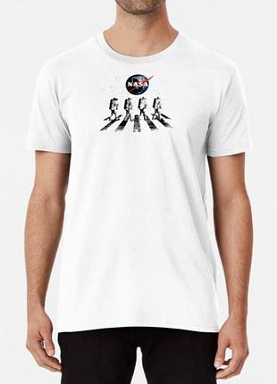 Мужская и женская футболка с принтом nasa космонавт белый s