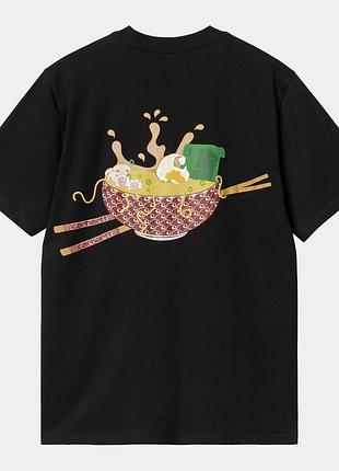 Футболка carhartt wip noodle черная с принтом лапши и логотипом из 100% хлопка для уличного стиля