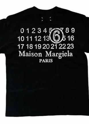 Чорна футболка mm6 maison margiela з числовим принтом та логотипом унісекс 100% бавовна