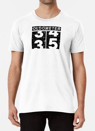 Чоловіча та жіноча футболка з принтом oldometer 35 день народження білий