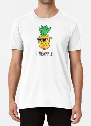 Чоловіча та жіноча футболка з принтом fineapple ананас в окулярах білий xl