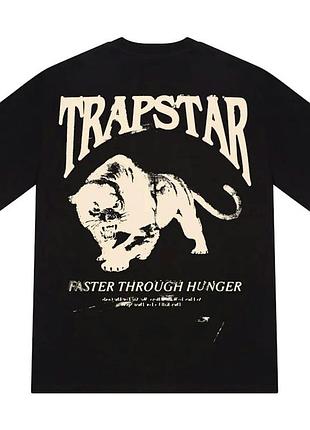 ​футболка trapstar panthera чорна з принтом пантери та логотипом унісекс бавовняна стильна