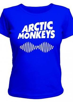 Футболка женская, летняя, синего цвета, с надписью на заказ, arctic monkeys