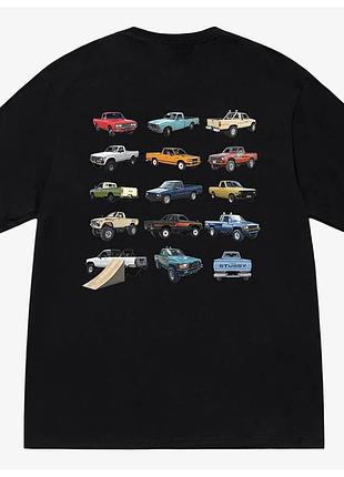 Футболка мужская stussy pickup tee black с принтом автомобилей для уличного стиля и любителей авто