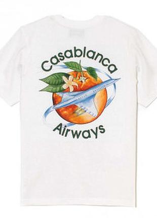 Біла футболка casablanca orbite autour de l'orange з яскравим принтом апельсина та арт-декором з бавовни унісекс