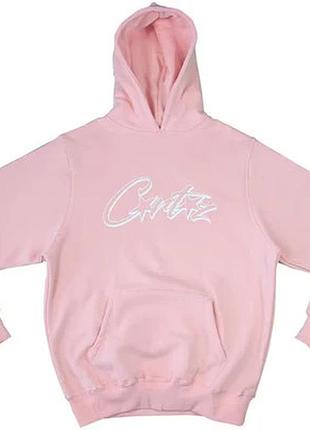 Розовая толстовка corteiz allstarz унисекс с принтом gratz на груди хлопковая с капюшоном стильная удобная xl