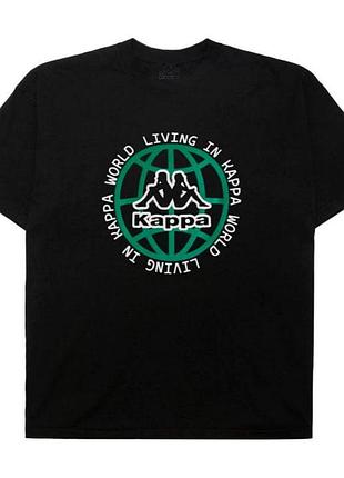 Мужская брендовая футболка kappa каппа черная очень хорошее качество 95% бавовна 5% полиэстер