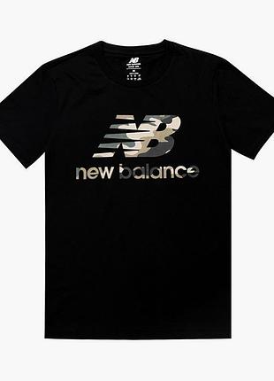 Мужская брендовая футболка new balance ню баланс черная 100% хлопок очень хорошее качество dtf печать
