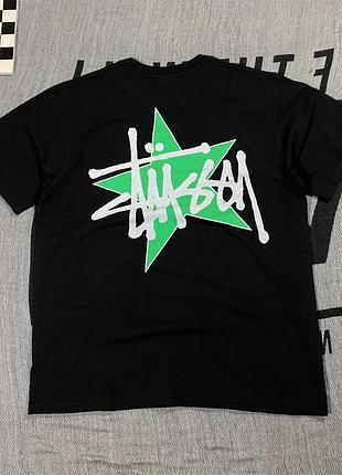 Футболка stussy star чорна з принтом з бавовни унісекс оверсайз 2020-х стиль хіп-хоп