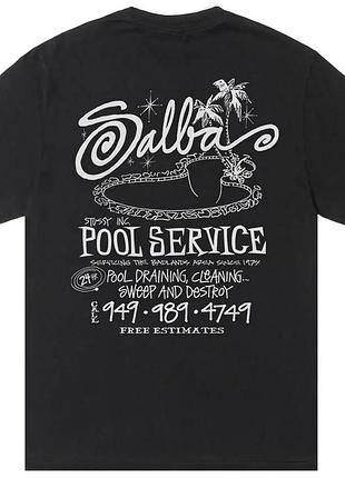 Черная футболка stussy pool service с принтом рекламы бассейнов в стиле ретро унисекс 100% хлопок