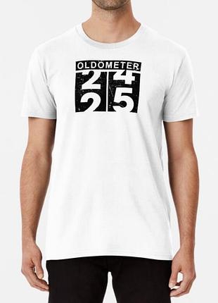 Чоловіча та жіноча футболка з принтом oldometer 25 день народження білий