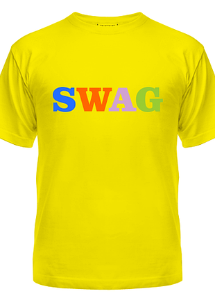 Футболка летняя с коротким рукавом с надписью swag цветной