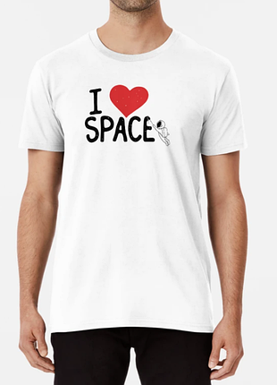 Чоловіча та жіноча футболка з принтом i love space люблю космос білий