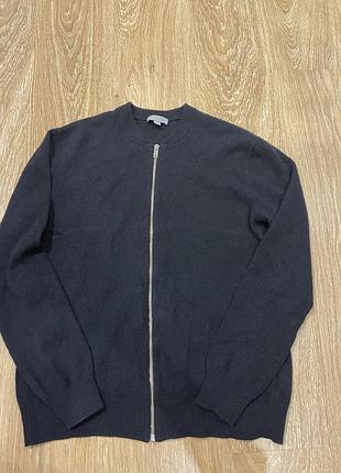 Шерстяной бомбер на змейке zip bomber cardigan wool navy