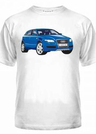 Футболка audi синя, з принтом, унісекс, бавовна
