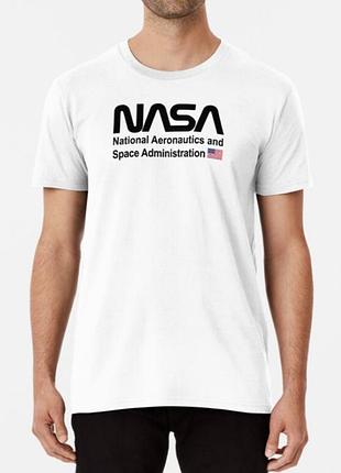 Мужская и женская футболка с принтом nasa наса флаг белый 3xl