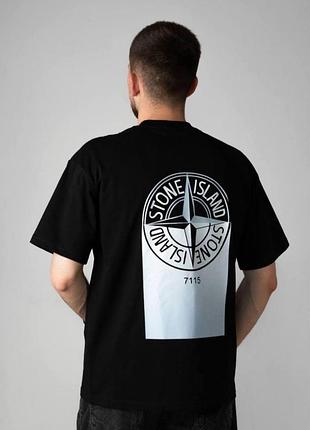Чоловіча брендова футболка stone island стон айленд чорна чудова якість 95% бавовна 5% поліестер xxl