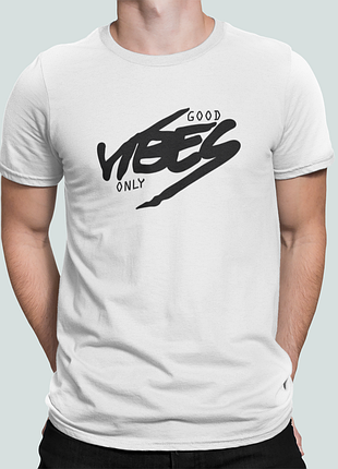 Мужская футболка с принтом good vibes only белый 3xl