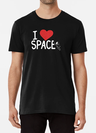 Чоловіча та жіноча футболка з принтом i love space люблю космос чорний xxl