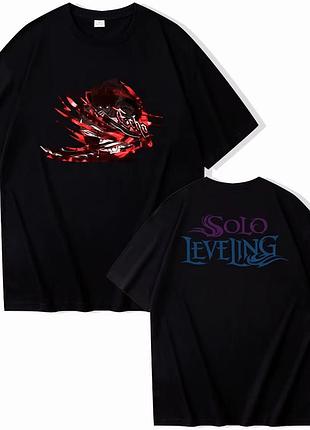 Футболка класична з аніме принтом "solo leveling blood claw", чорний