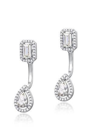 Серебряные серьги с муасанитами 0.65 ct с сертификатом gra (серебро 925)