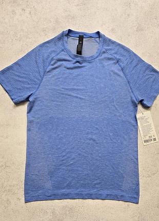 Футболка lululemon metal vent tech short sleeve shirt men’s s blue seamless running