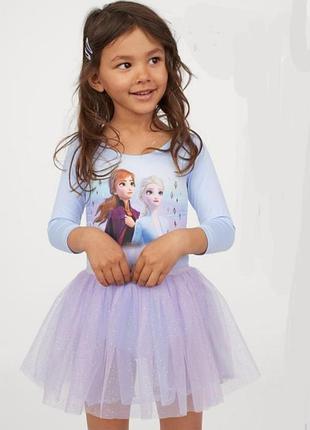 ​❄️ сказочное танцевальное трико/ боди с фатиновой юбкой h&amp;m disney «крылое сердце» (frozen) ❄️ 122-128