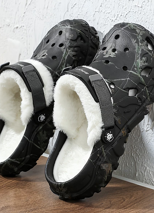 Тапочки теплые кроксы ева crocs черные 42-43 размер с мехом 43