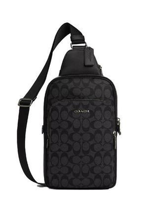 Сумка чоловіча coach слінг чорна