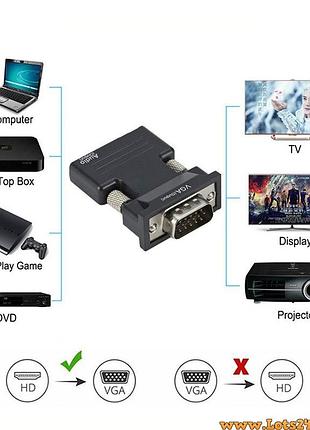 Адаптер переходник hdmi vga d-sub с аудио кабелем для монитора проектора смарт тв d-sub vga hdmi smart tv