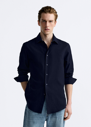 Сорочка zara структурна 4198 723 d navy
