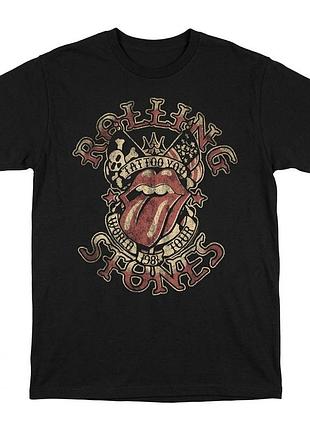 Футболка черная с принтом rolling stones totoo you world tour 1981