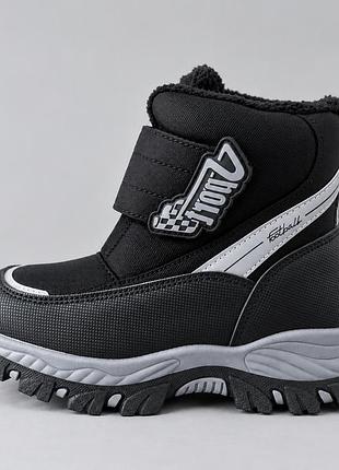 Дутики, ботинки на липучке для мальчика bessky черный 28 (17,5 см) код: b3036 black