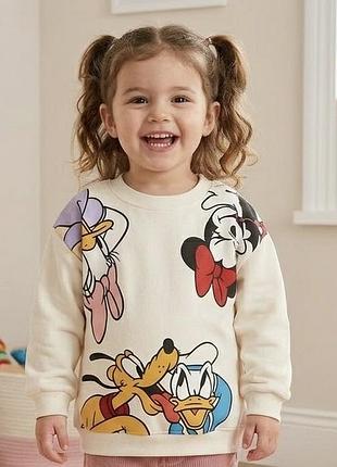 Світшот на дівчинку кофта zara x disney  з улюбленими героями бавовняна кофта