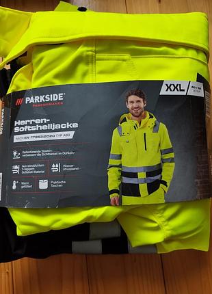 Куртка чоловіча parkside xxl утеплена водовідштовхувальна зі світловідбивачами, демісезонна