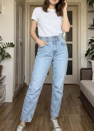 Джинси жіночі pull&bear мом світло-блакитні з високою посадкою
