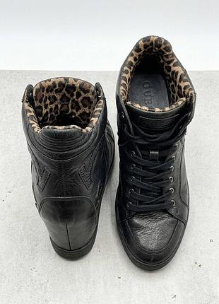 Чоботи жіночі guess чорні шкіряні на танкетці