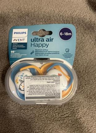 Пустушки philips avent ultra air happy силіконові scf 080/07