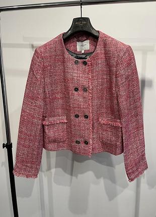 Твідовий двобортний жакет l.k. bennett london (розмір 46 / xl-2xl) в стилі chanel рожевий