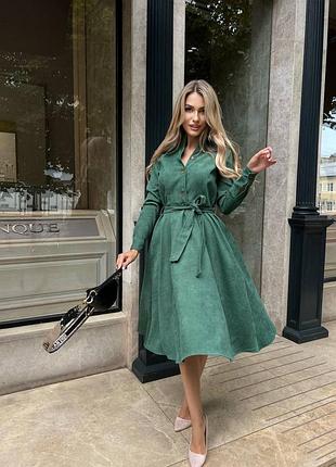 Жіноча вельветова міді сукня