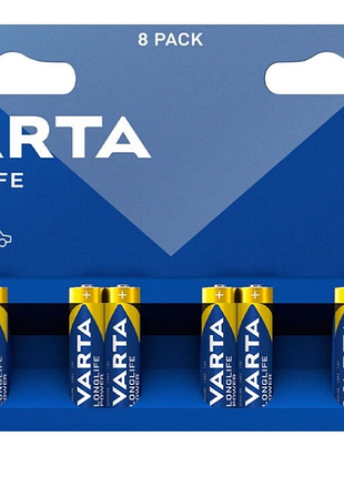 Батарейки varta longlife power aaa lr3 alkaline 1.5 в, 8 шт