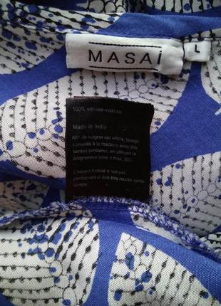 Комфортна натуральна вільна волошкова індійська блуза masai з v-подібним вирізом і рукавами5 фото