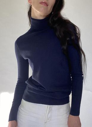Гольф водолазка massimo dutti базовий темно синій шовк бавовна кашемір
