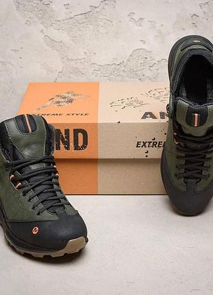 Зимние кожаные кроссовки, спортивные ботинки merrell intercept green olive